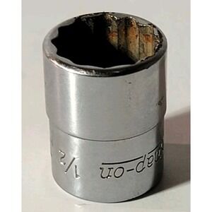 Snap On Tools 1/2" Socket 12 Point 1/4" Drive Crome Shallow